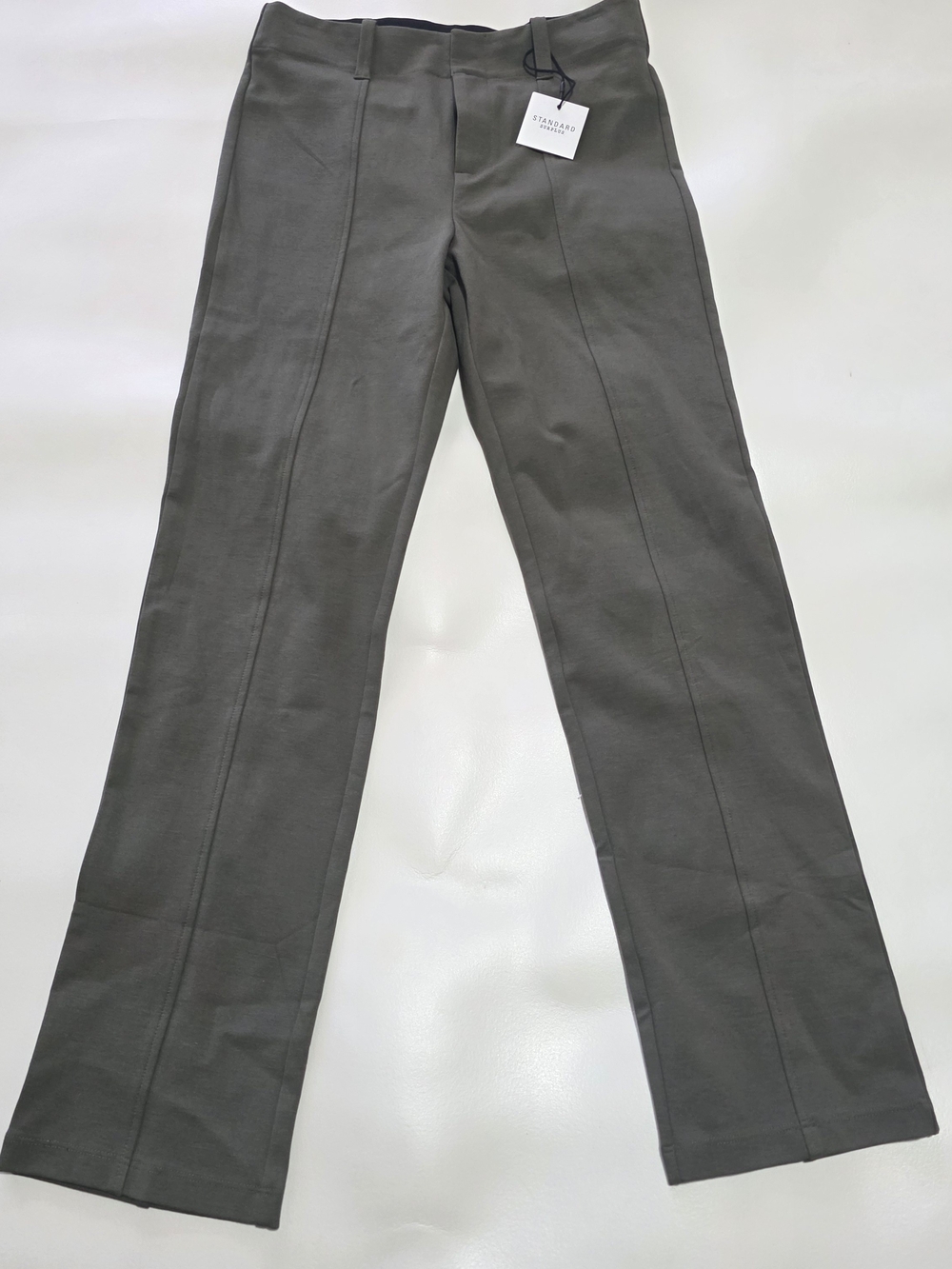 Standard Surplus Women's Straight Stretch Dress Pants, Size S, Olive Green.
